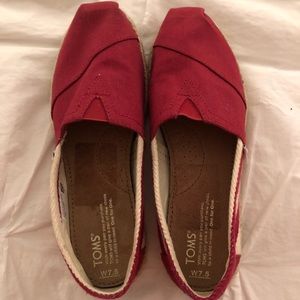 Red and white striped, canvas toms - worn once